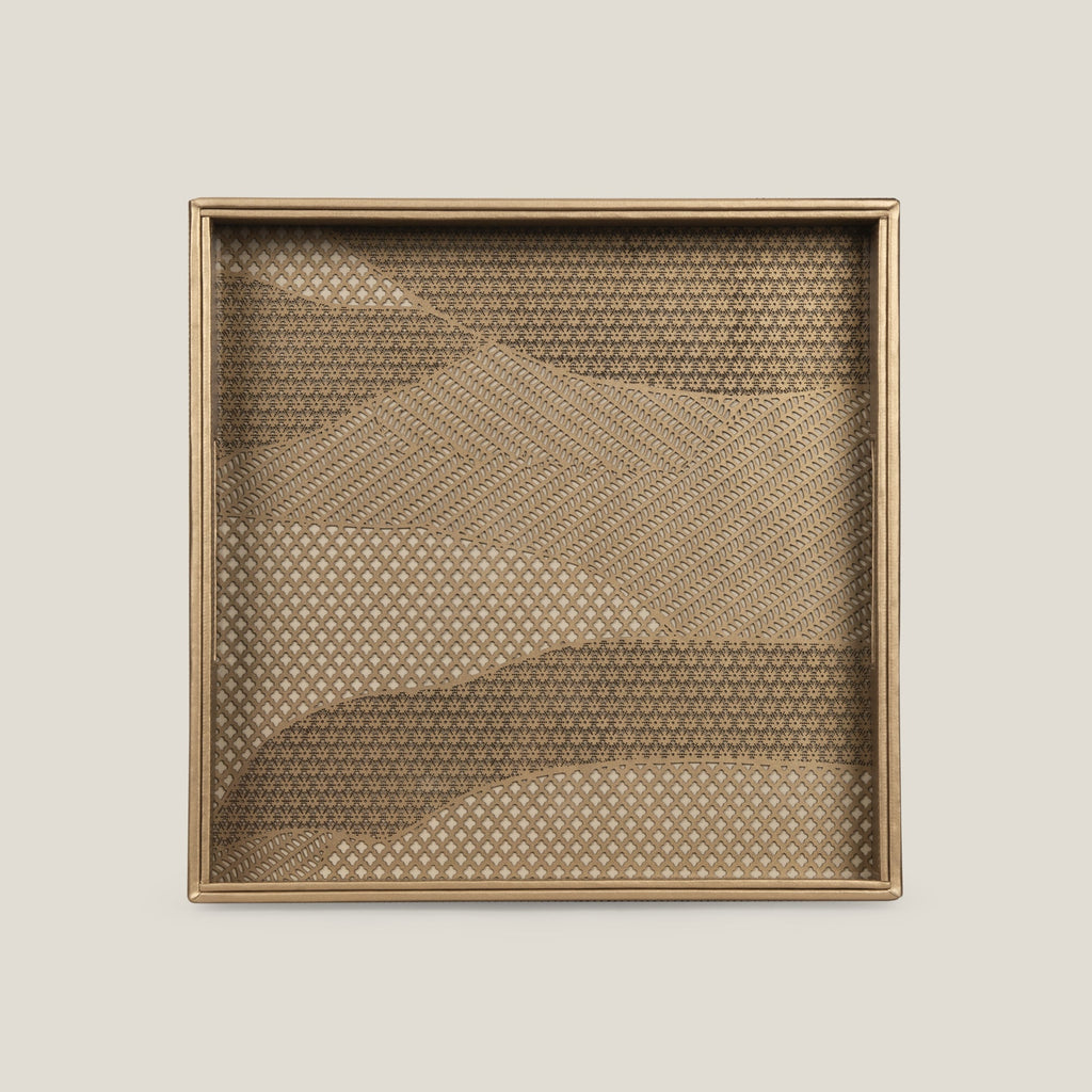 Pixel Dull Gold Square Serving Tray