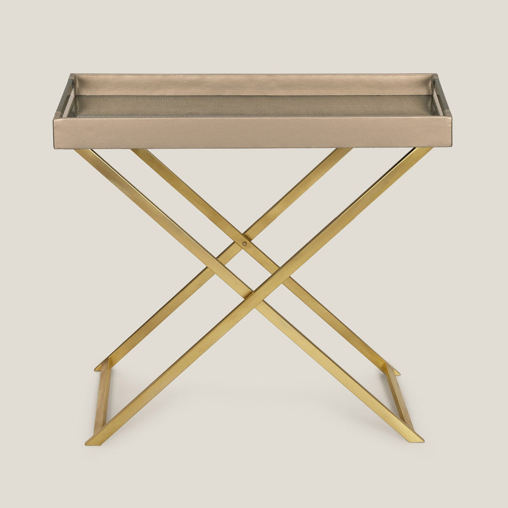 Pixel Dull Gold Butler Tray With Stand