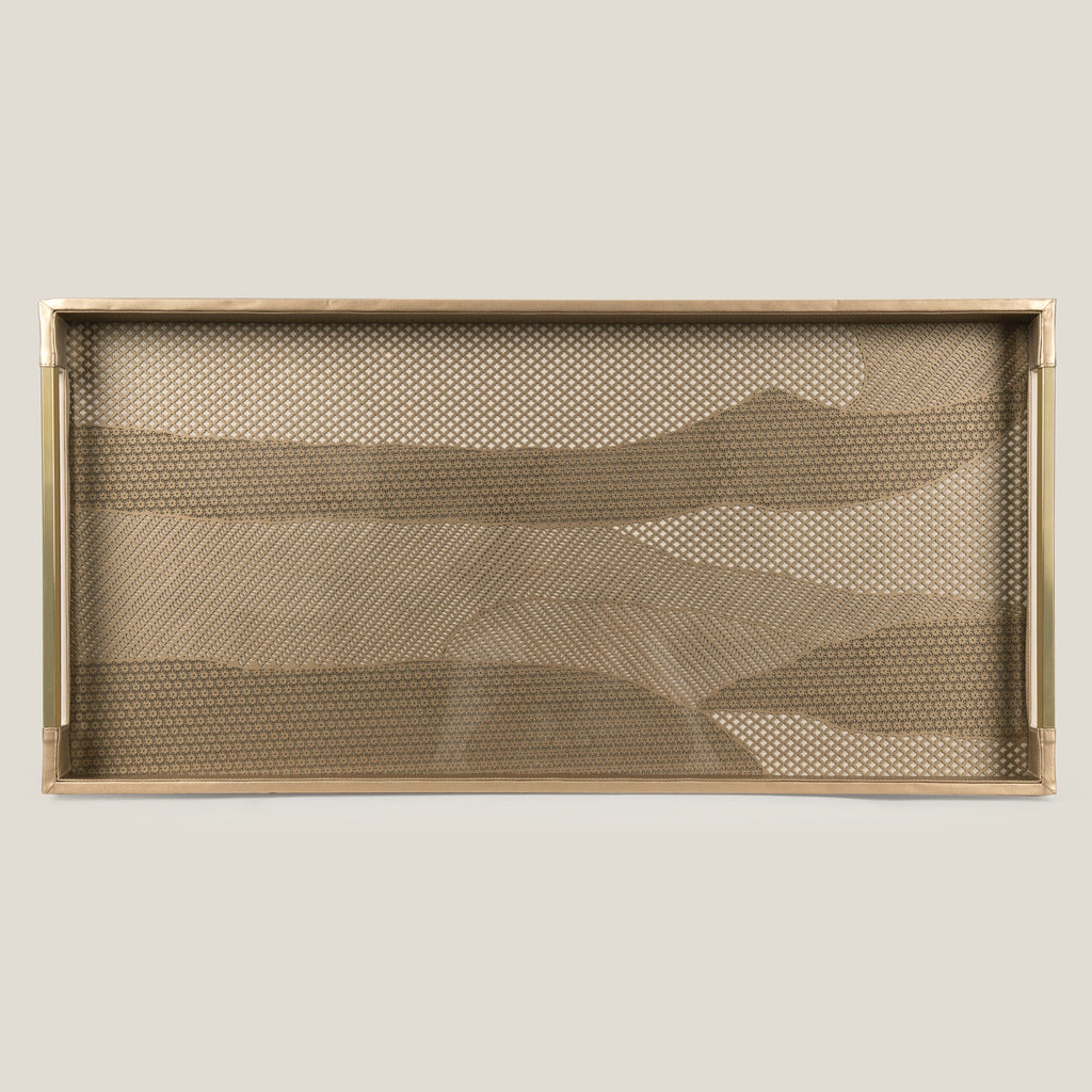 Pixel Dull Gold Butler Tray With Stand