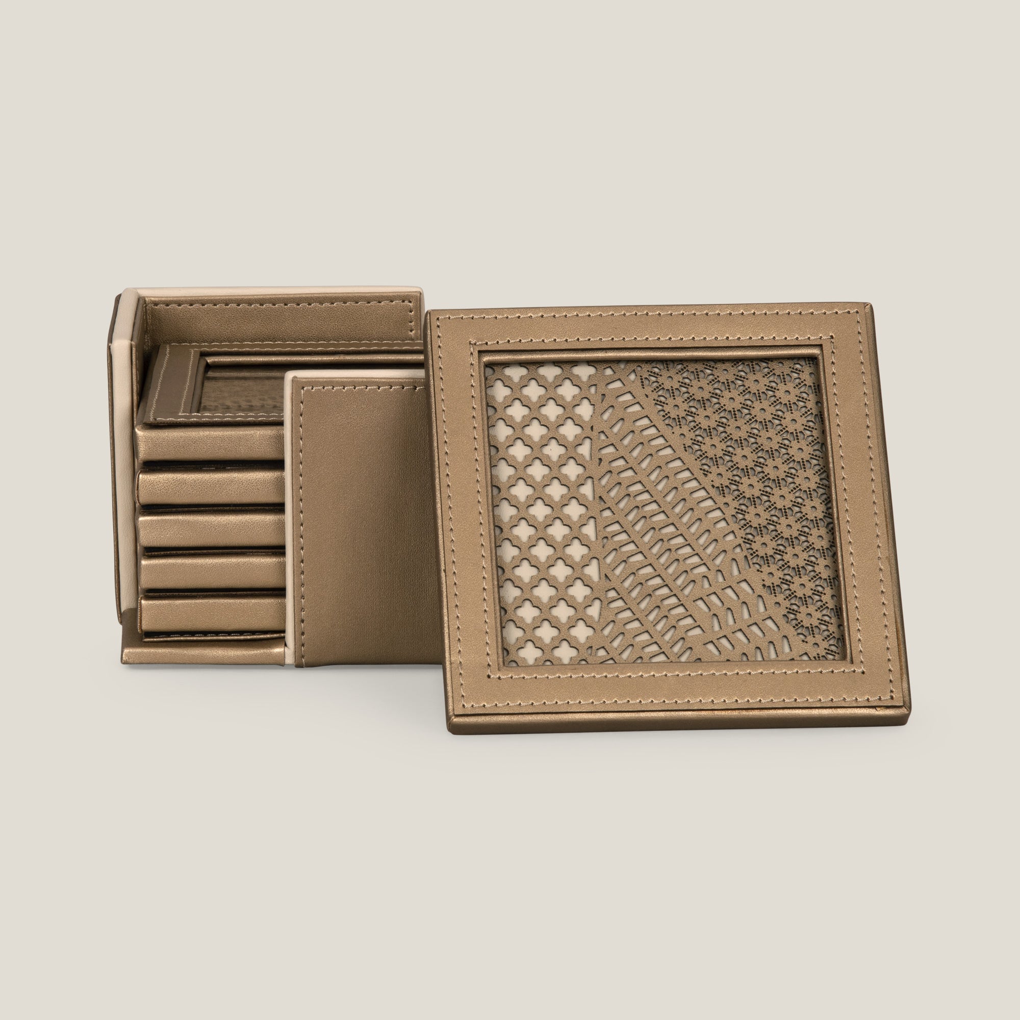 Pixel Dull Gold Coaster Set of 6