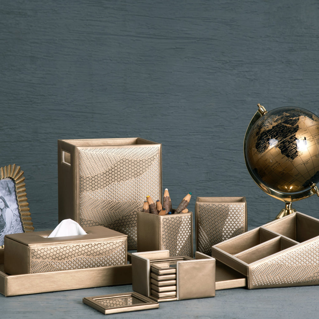 Pixel Dull Gold Coaster Set of 6