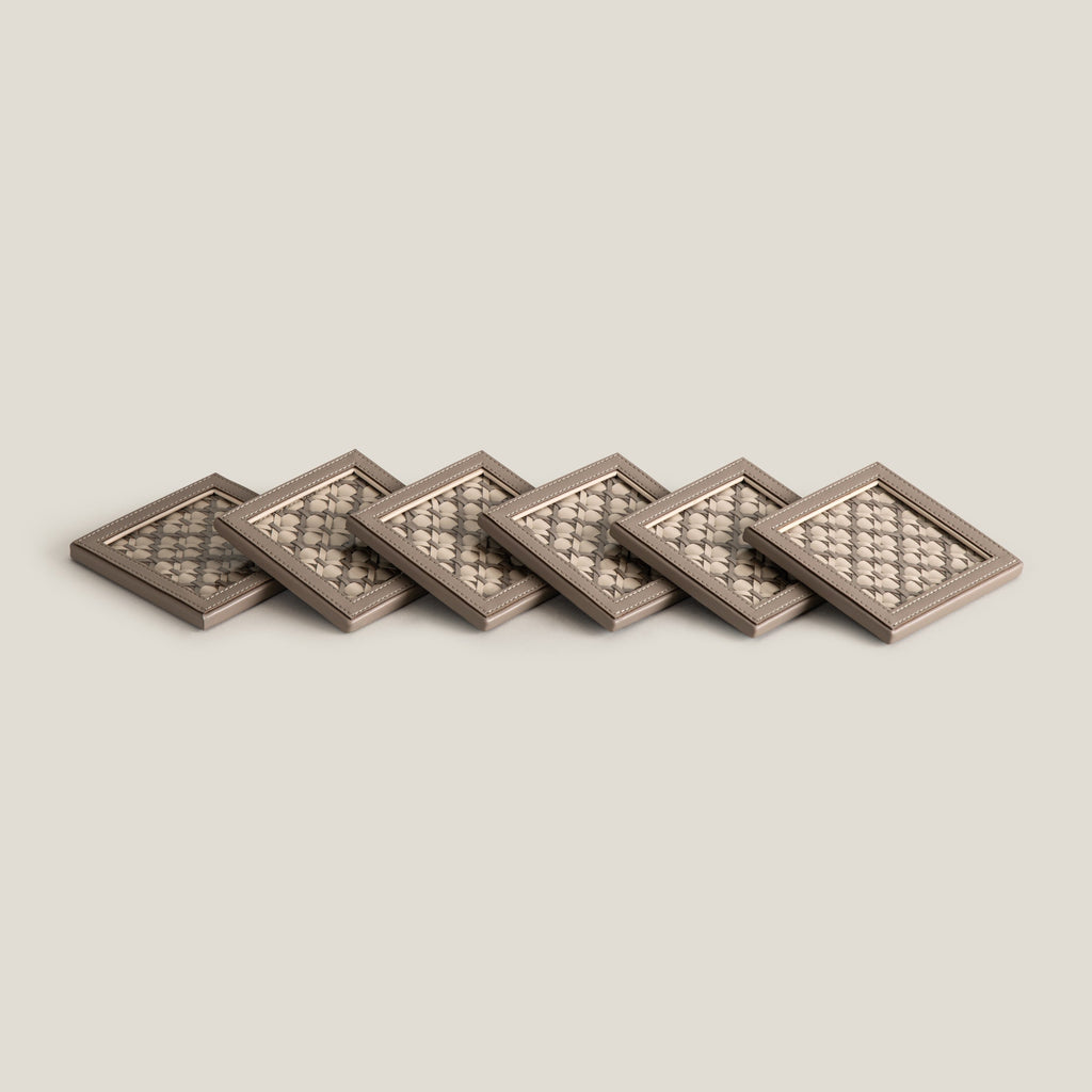 Lattice Beige & Grey Coaster Set of 6