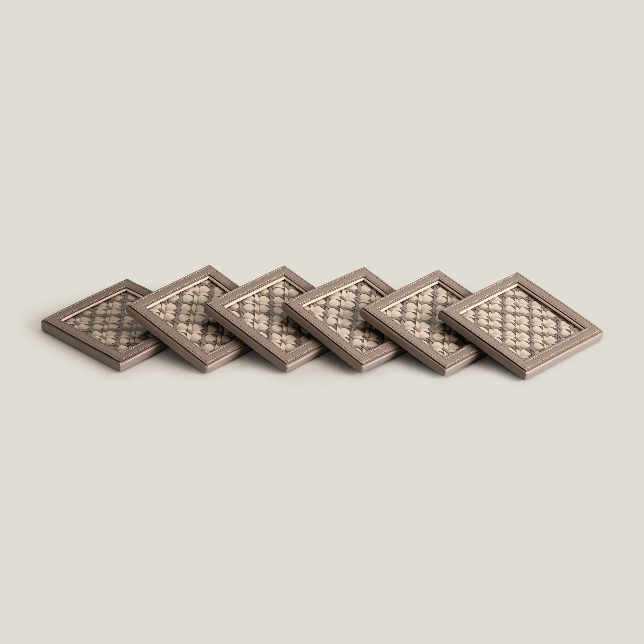 Lattice Beige & Grey Coaster Set of 6