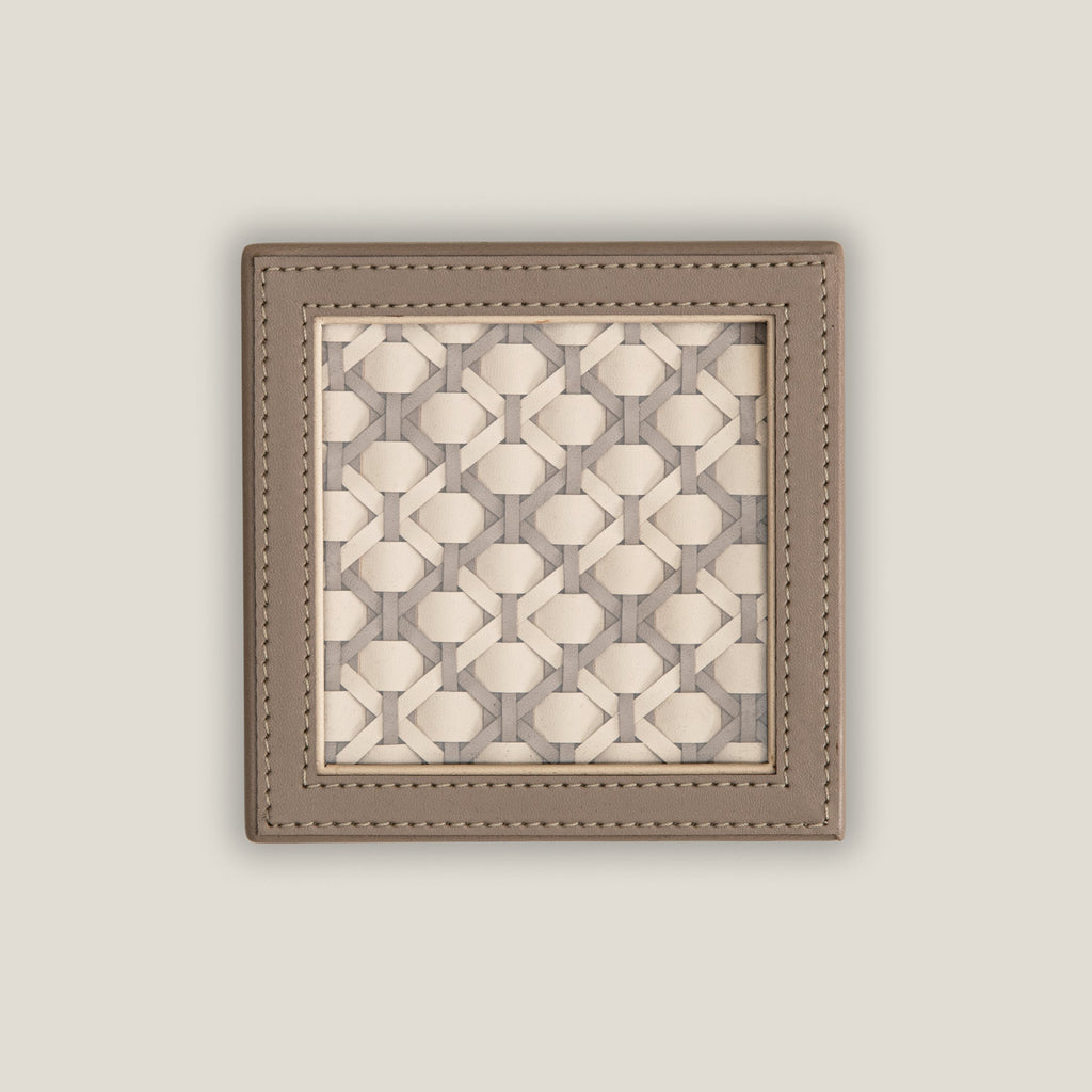 Lattice Beige & Grey Coaster Set of 6