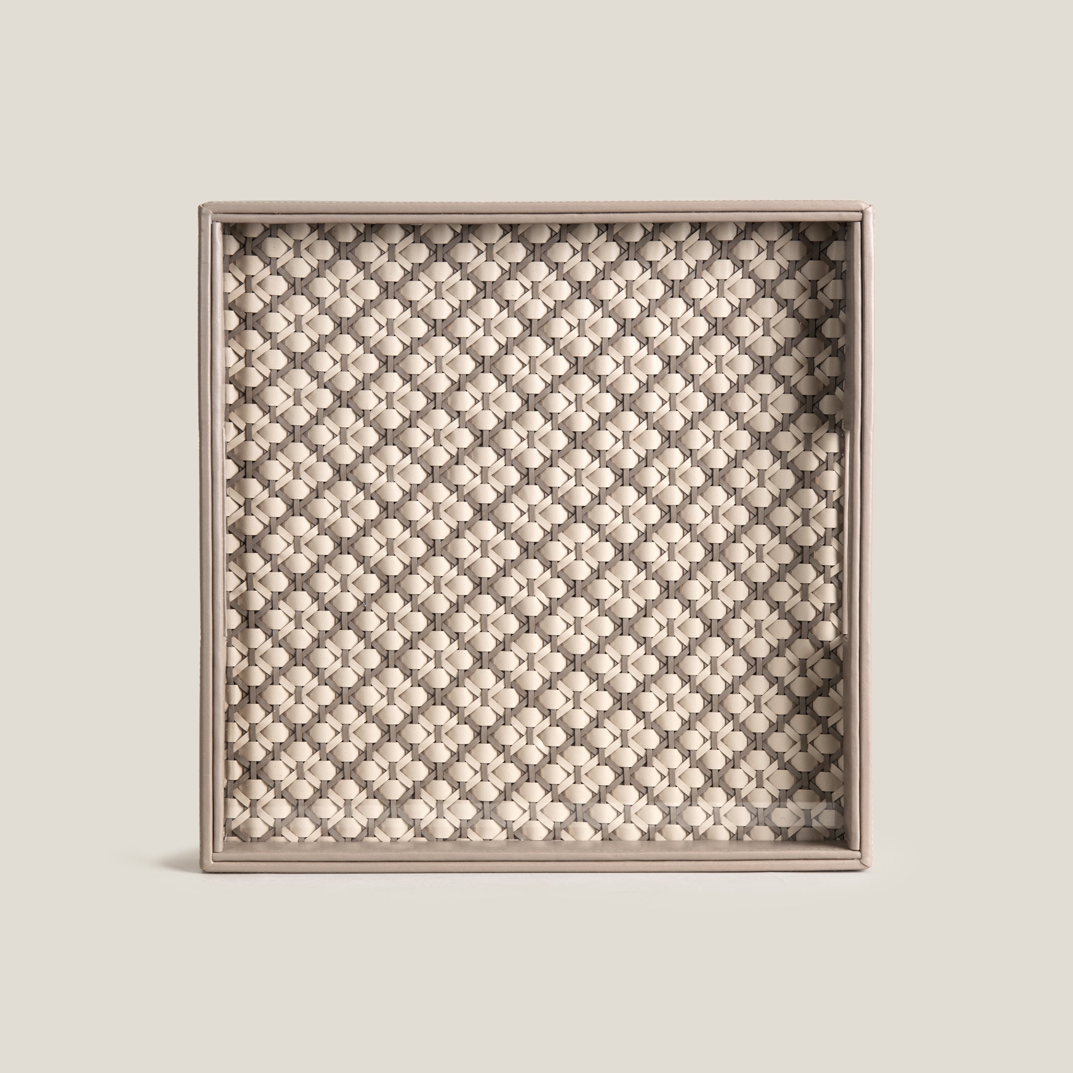 Lattice Beige & Grey Square Serving Tray