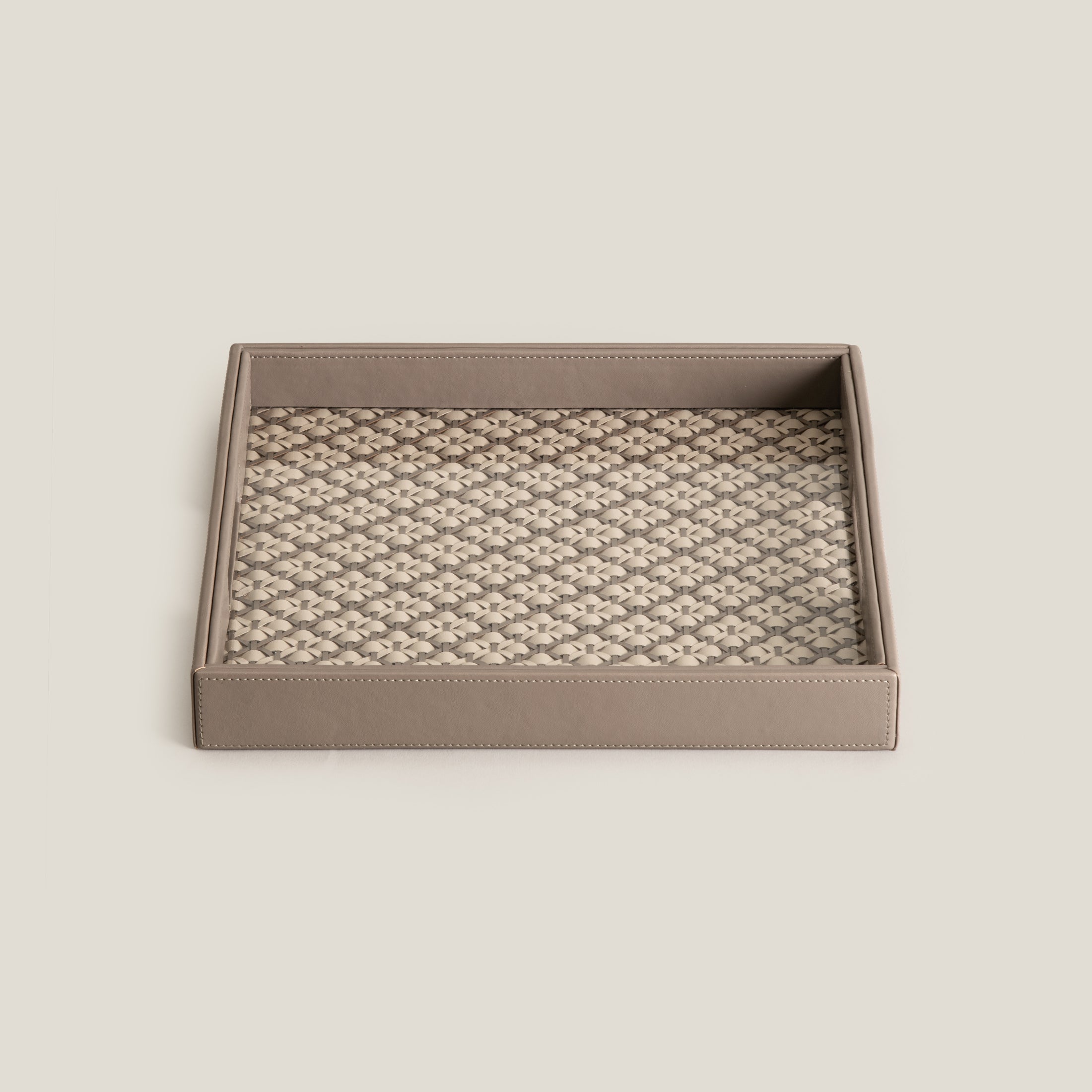 Lattice Beige & Grey Square Serving Tray