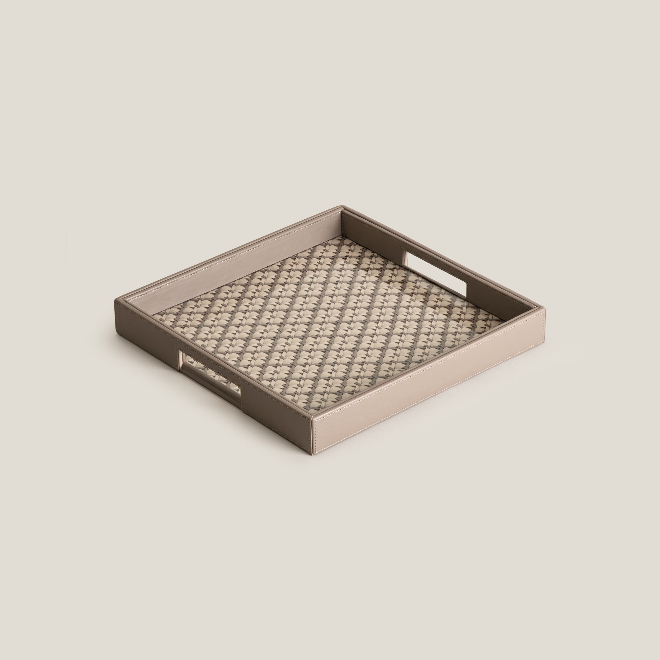 Lattice Beige & Grey Square Serving Tray