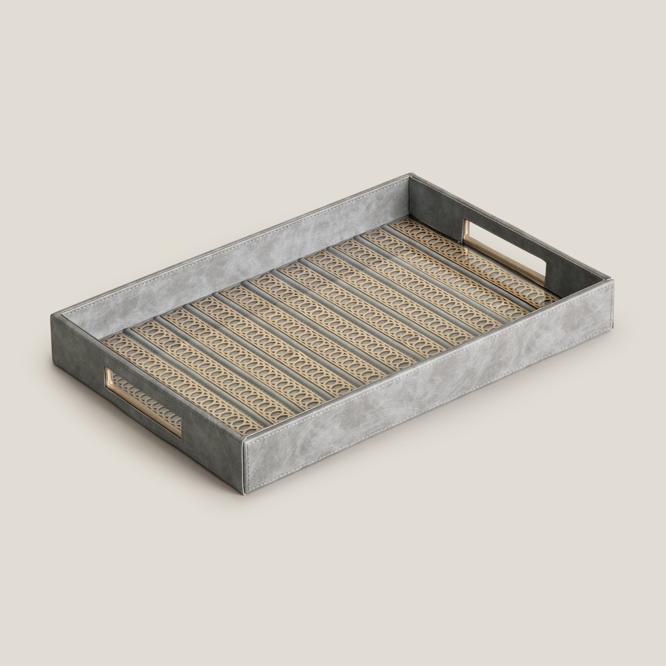 Lexus Grey & Dull Gold Serving Tray