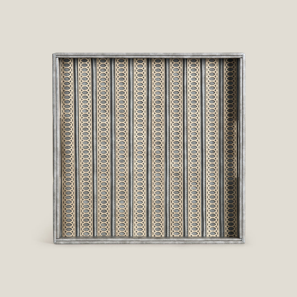 Lexus Grey & Dull Gold Square Serving Tray