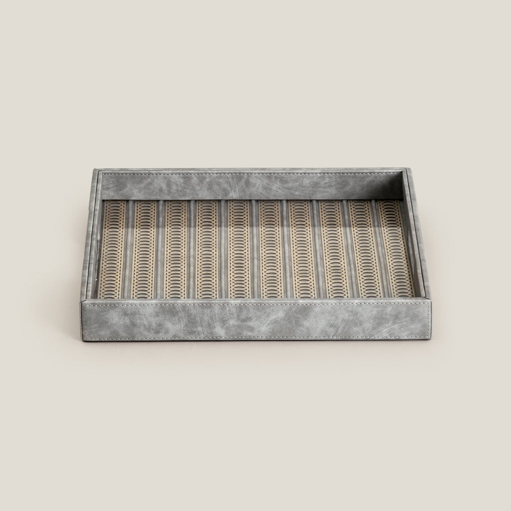 Lexus Grey & Dull Gold Square Serving Tray