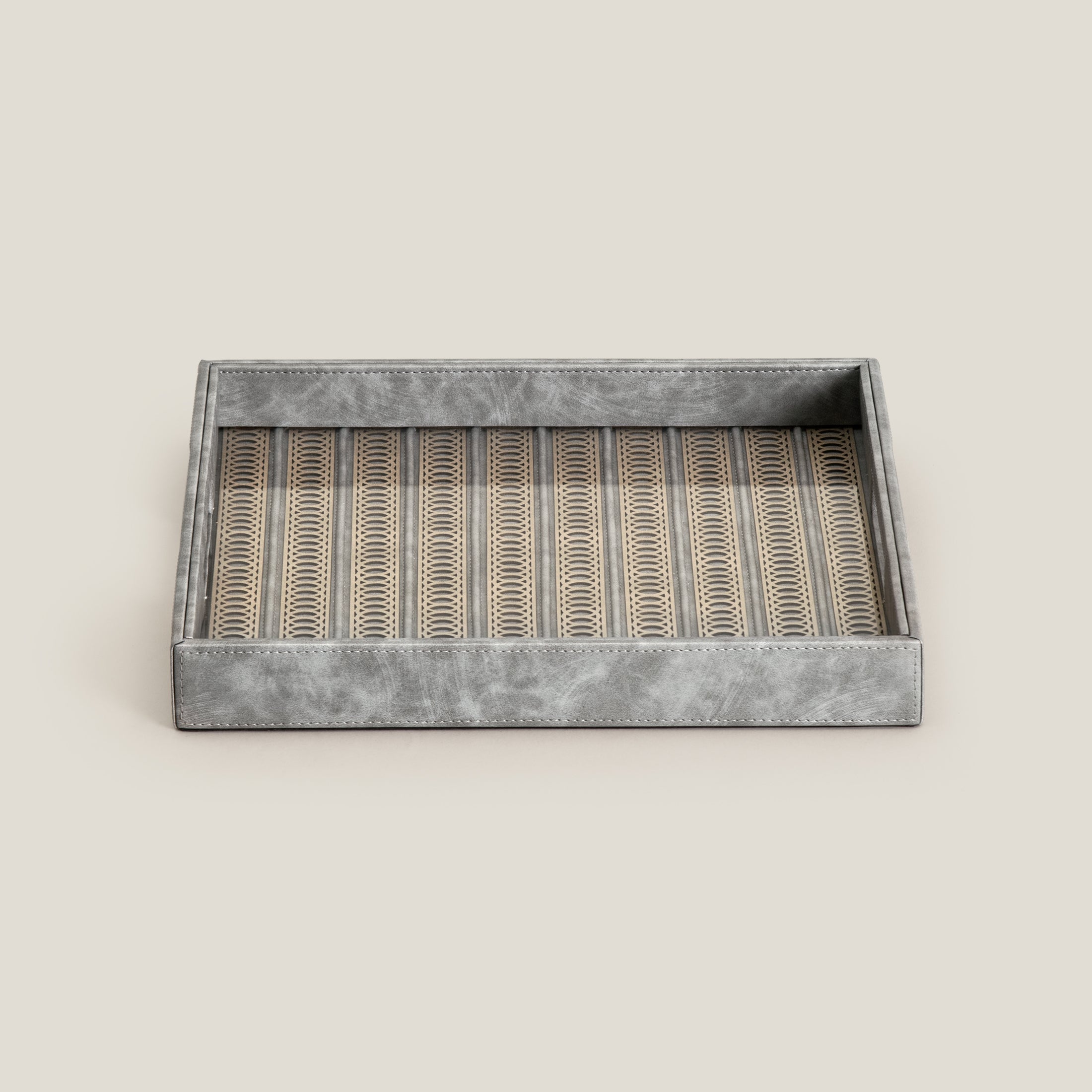 Lexus Grey & Dull Gold Square Serving Tray