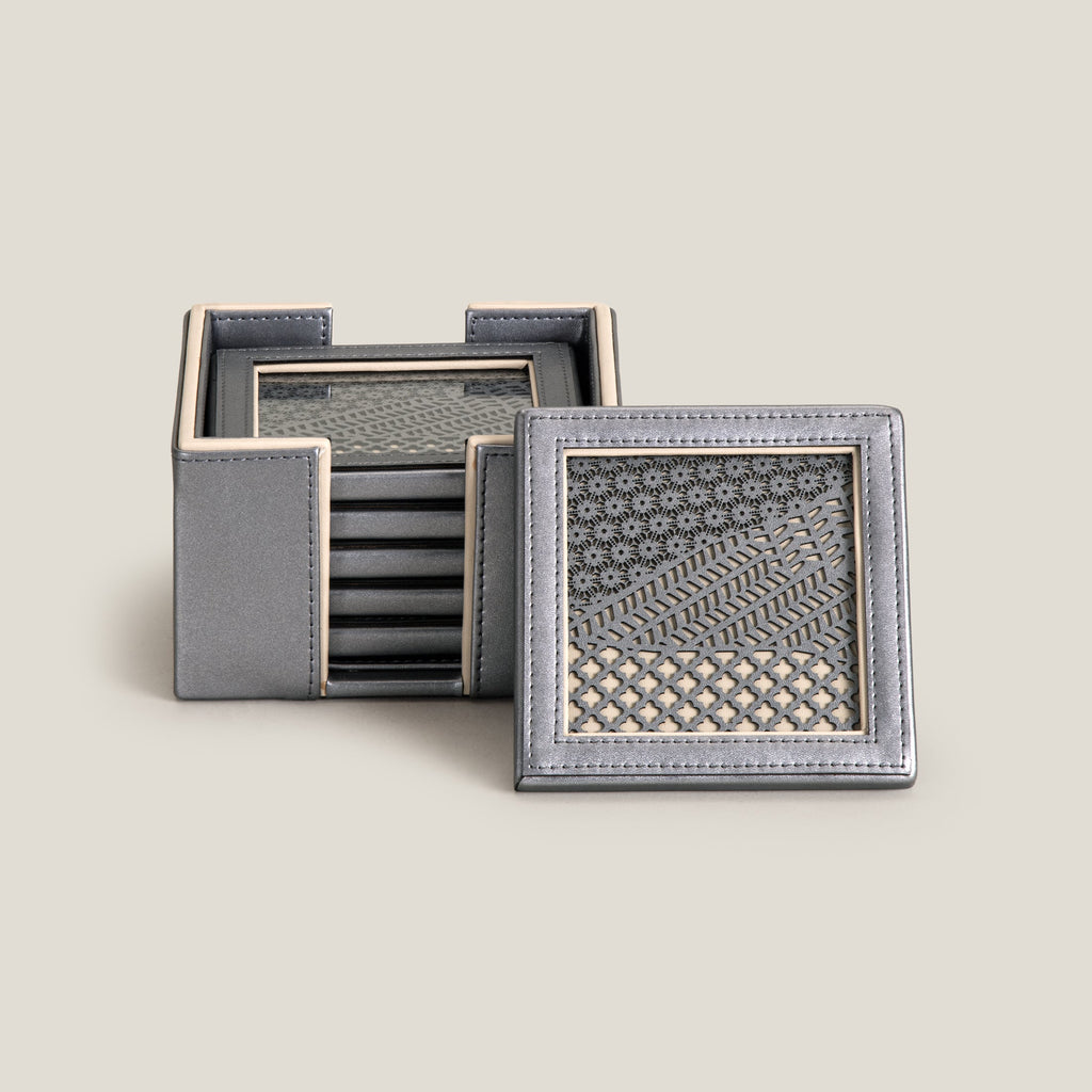 Beige & Grey Coaster Set of 6