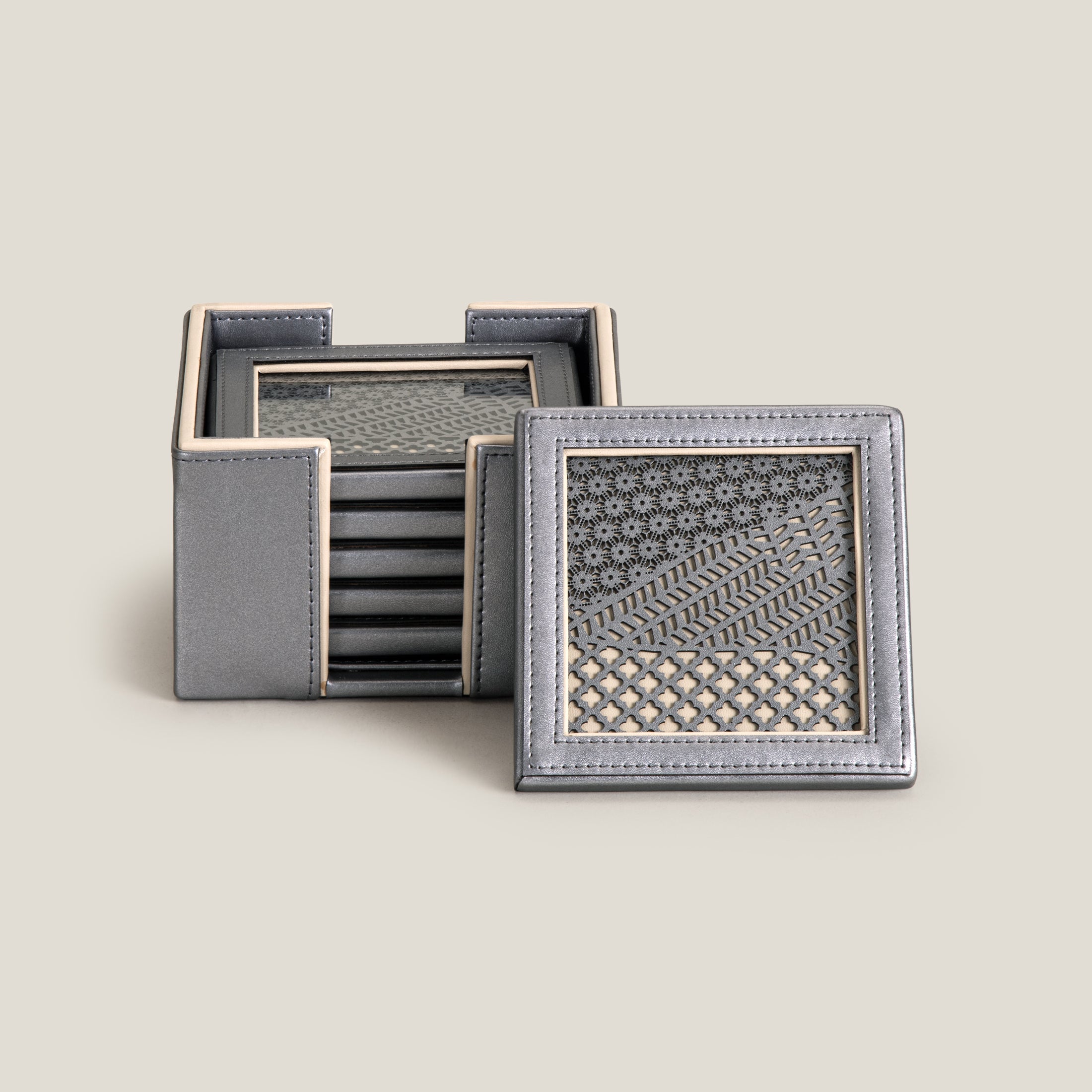 Beige & Grey Coaster Set of 6