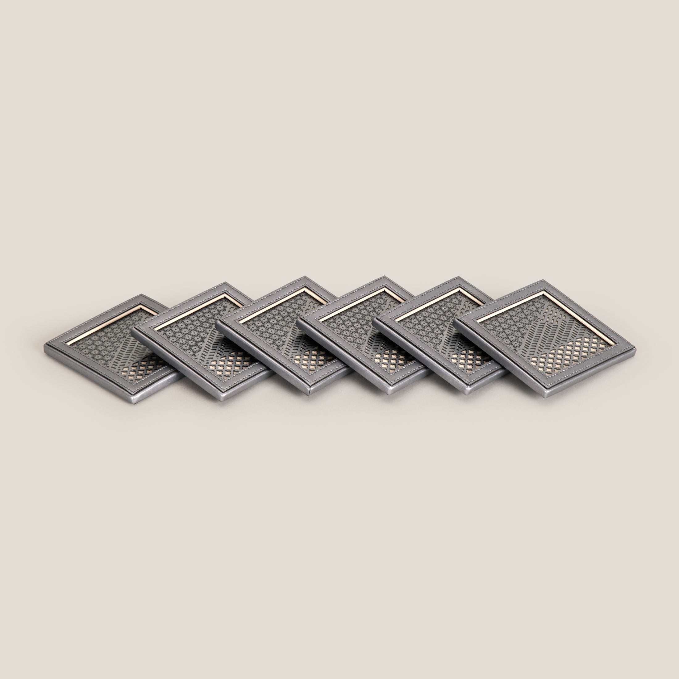 Beige & Grey Coaster Set of 6