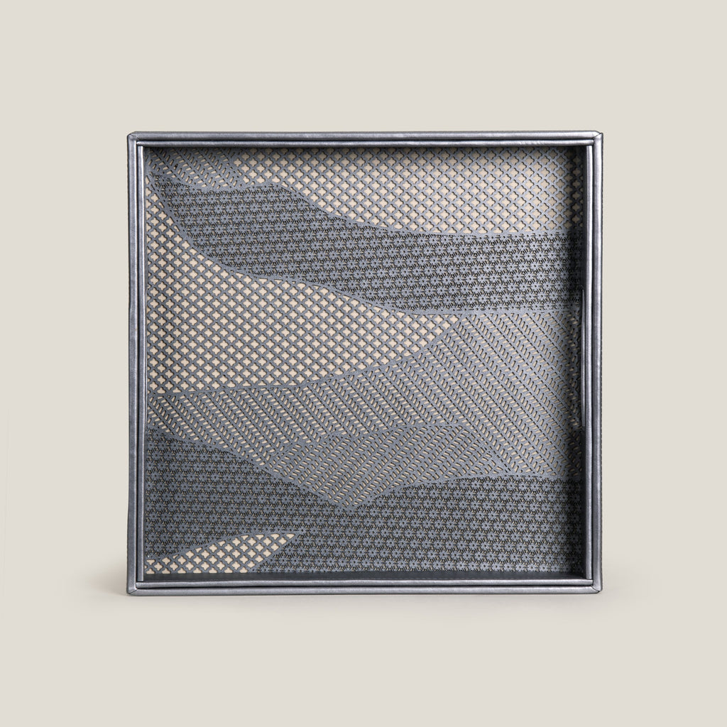 Beige & Grey Square Serving Tray