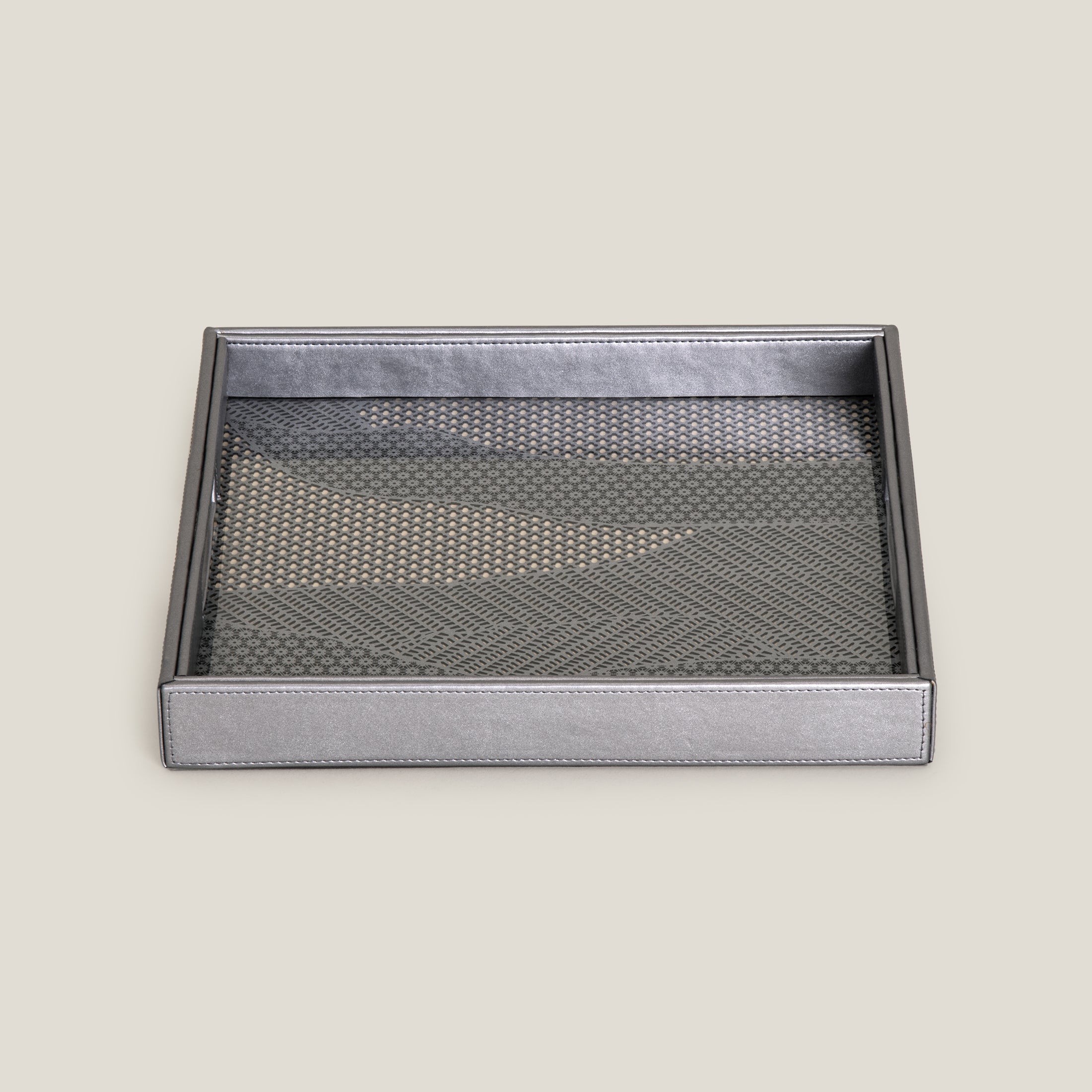 Beige & Grey Square Serving Tray