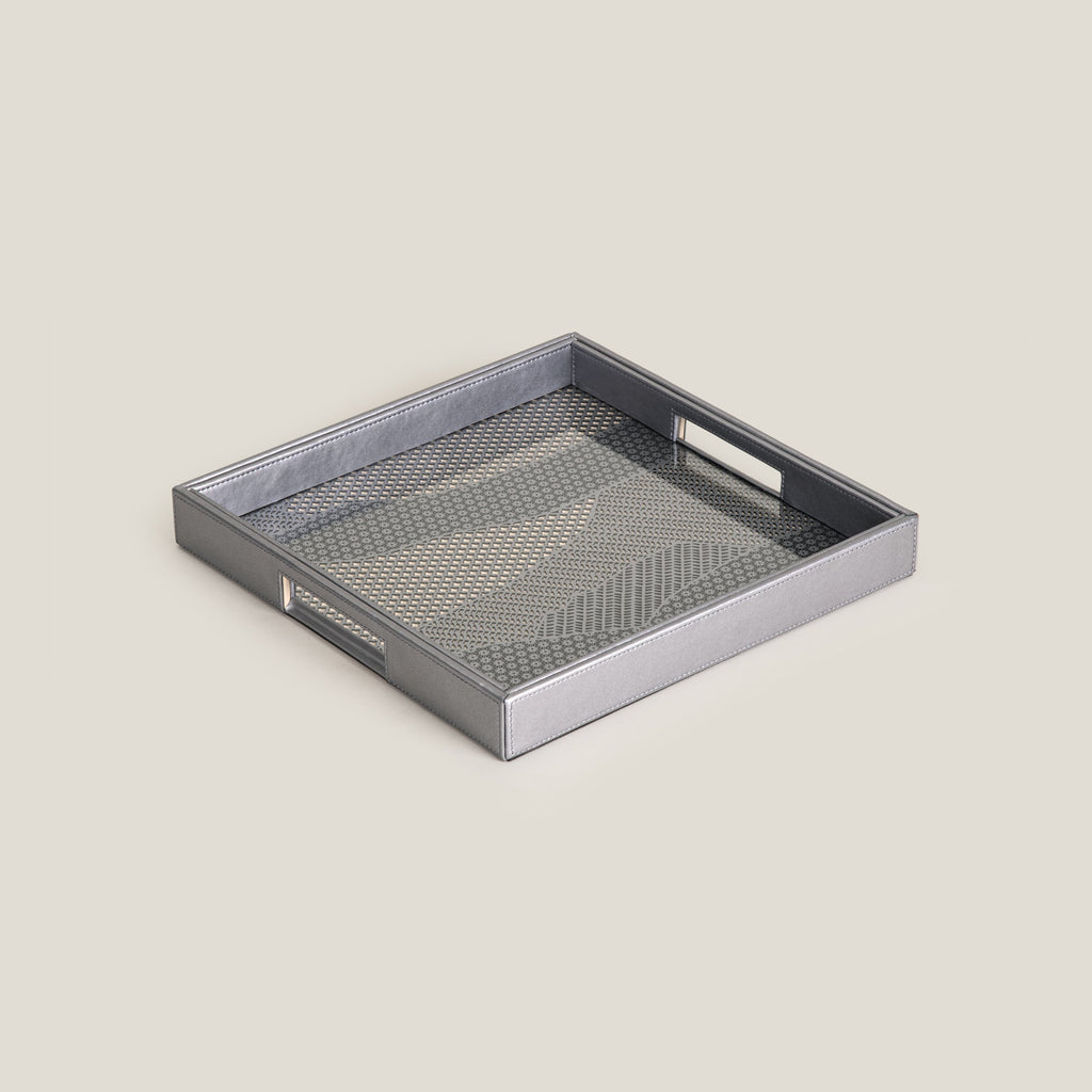 Beige & Grey Square Serving Tray