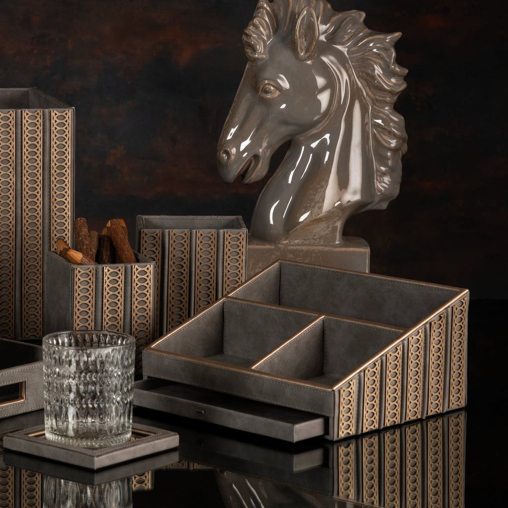 Lexus Grey & Dull Gold Coaster Set of 6